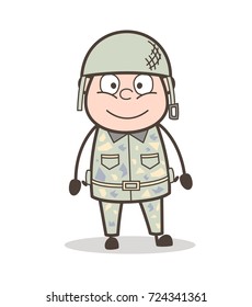 Cartoon Smiling Face of Army Man Vector Illustration