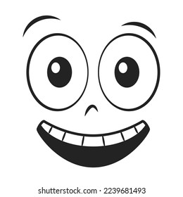 Cartoon smiling face. Laughing expression vector illustration.
