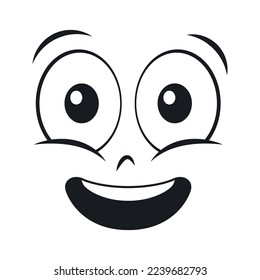 Cartoon smiling face. Laughing expression vector illustration.
