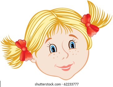 cartoon smiling face of little girl