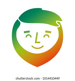 cartoon smiling face man beard character close eyes