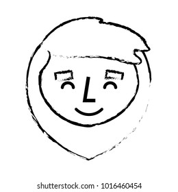 cartoon smiling face man beard character close eyes