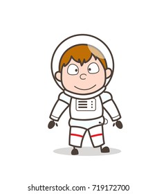 Cartoon Smiling Face of Spaceman Character