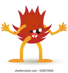 Cartoon Smiling Fire Isolated on White
