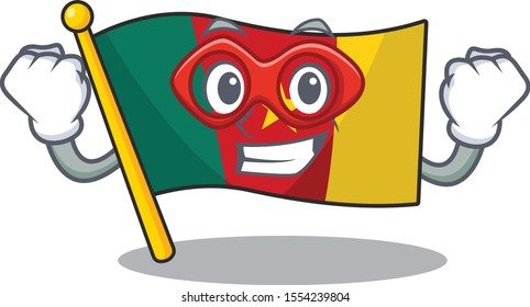 cartoon smiling flag cameroon on character super hero