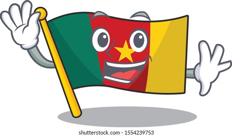 cartoon smiling flag cameroon waving on character