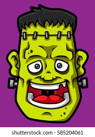 Cartoon Smiling Frankenstein Head