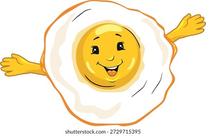 Huevo frito sonriente de la historieta. Vector
