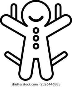 A cartoon of a smiling gingerbread man