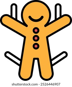 A cartoon of a smiling gingerbread man