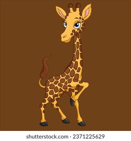 Cartoon smiling giraffe animal character design illustration