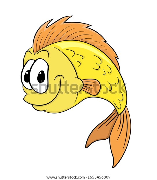 Cartoon Smiling Goldfish Emoji Vector Stock Stock Vector (Royalty Free