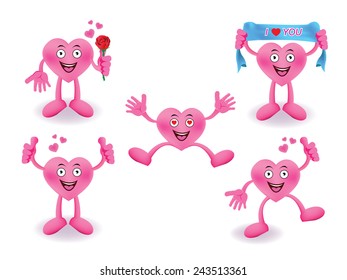 Cartoon Smiling heart set
