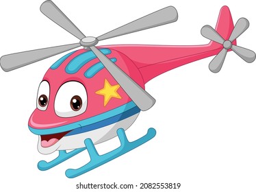 Cartoon smiling helicopter mascot character