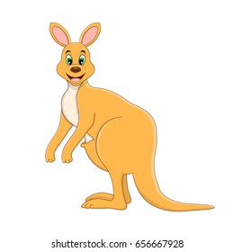 Cartoon smiling kangaroo. Vector illustration.