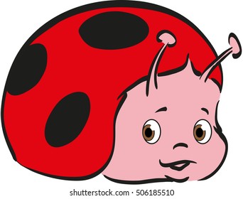 Cartoon smiling ladybug