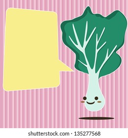 Cartoon Smiling  lettuce and bubble