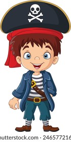 Caricatura sonriente niño pirata 