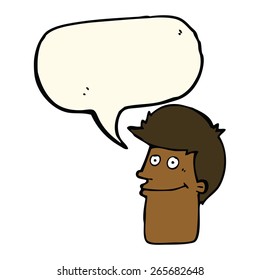 caricatura sonriente hombre con burbuja de habla