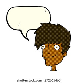 cartoon smiling man with speech bubble