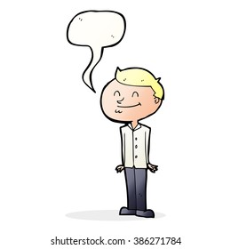 caricatura sonriente hombre con burbuja de habla