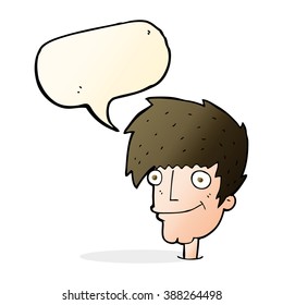 caricatura sonriente hombre con burbuja de habla