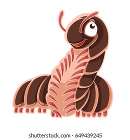 Cartoon smiling Millipede