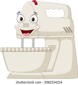 Cartoon smiling mixer flour machine character