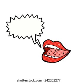 cartoon smiling mouth with speech bubble