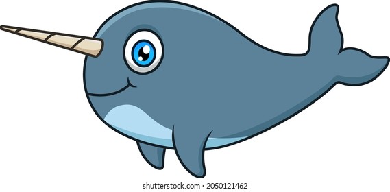 Cartoon smiling narwhal vector image