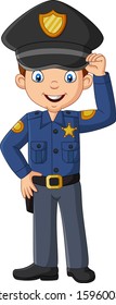 Cartoon smiling officer policeman standing