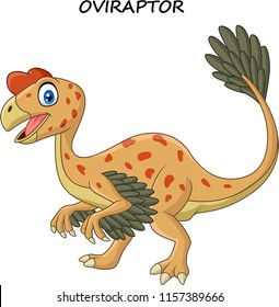 Cartoon smiling oviraptor dinosaur