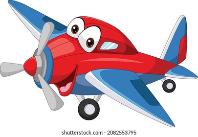 Cartoon smiling plane mascot character