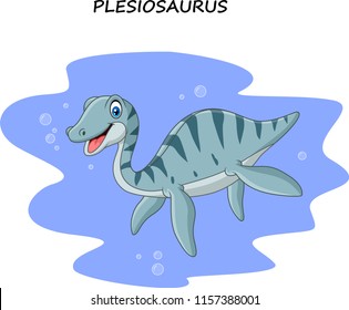 Cartoon smiling plesiosaurus