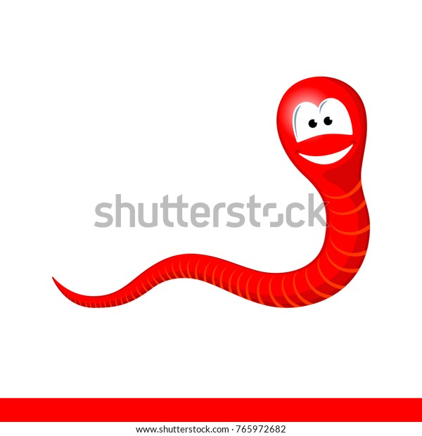 Cartoon Smiling Red Worm On White Stock Vector (Royalty Free) 765972682 ...