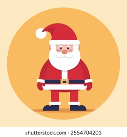 Cartoon smiling Santa Claus in a red suit and white beard