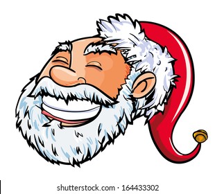 Cartoon smiling Santa head. Isolated on white