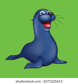 Cartoon smiling seal animal character design illustration