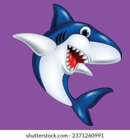 Cartoon smiling shark character design illustration