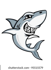 Cartoon Smiling Shark For Mascot And Emblem Design, Such  A Logo