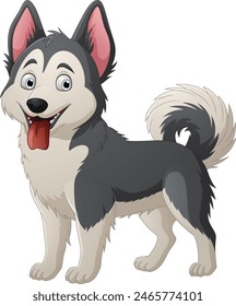 Cartoon smiling Siberian Husky dog