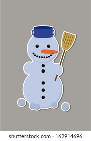 Cartoon smiling snowman (vector)