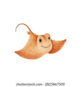 Cartoon smiling sting ray fish face