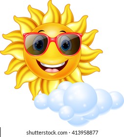 Cartoon smiling sun mascot