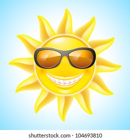 Cartoon Smiling Sun with Sunglasses. See other works in my portfolio