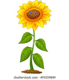 Cartoon smiling sunflower