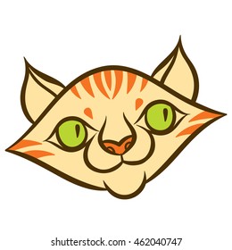 cartoon smiling tabby red cat - vector graphics illustration