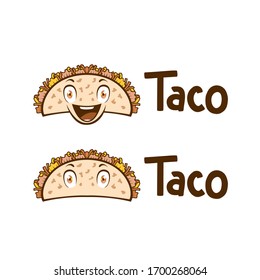 Cartoon smiling taco mascot logo Premium Vector ilustration