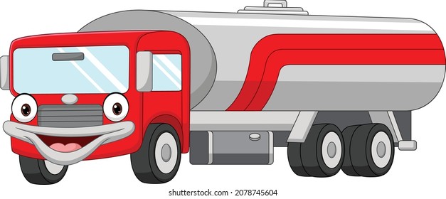 Cartoon smiling tanker truck mascot