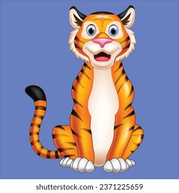 Cartoon smiling tiger isolated animal character design illustration